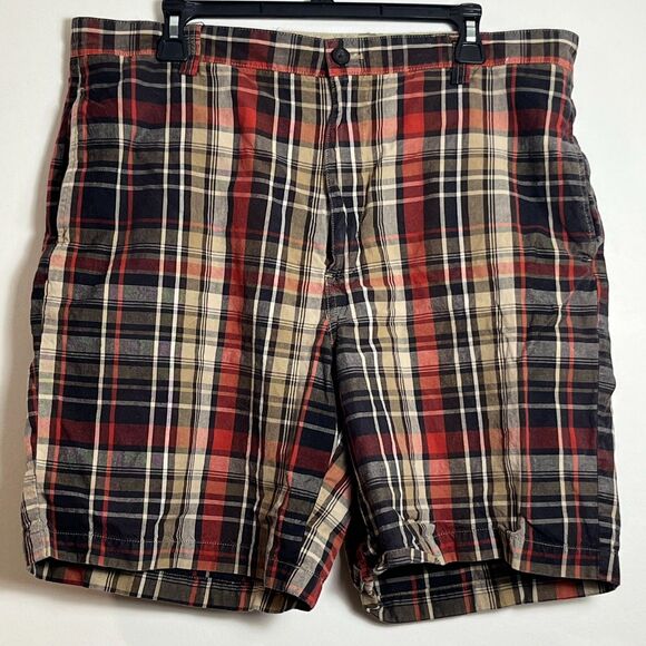 CHAPS Plaid Shorts Mens 38 (Actual 37) Flat Front 13" Rise 8" Inseam 100% Cotton - Picture 1 of 5